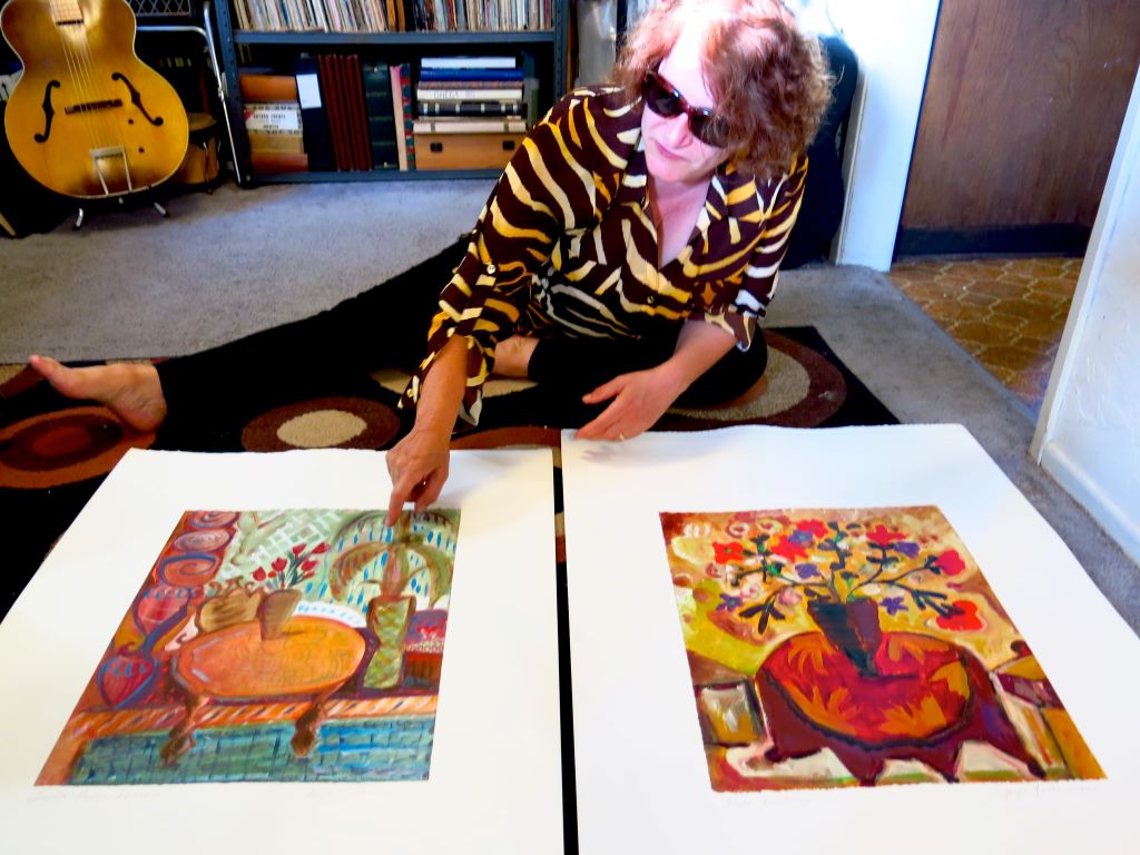 Joyce Lieberman showing her "Fiesta" series of paintings,