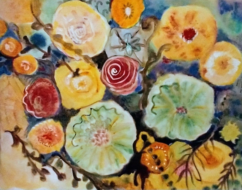 "Heat Wave", 26 x 41" acrylic on archival arches paper by Joyce Lieberman