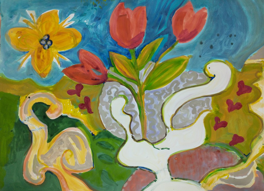 Arabesque Series of Paintings by Joyce Lieberman #10 Bright Tulips